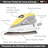 Oliso M2 Mini Project Steam Iron with Solemate - for Sewing, Quilting, Crafting, and Travel | 1000 Watt Dual Voltage Ceramic Soleplate Steam Iron, Yellow