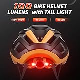 Bike Helmet Light, Bicycle Helmet with Tail Light 100LM Rear LED Safety Warning Helmet Lights for Night Riding, Rechargeable E-Bike/Skateboard/Scooter Helmet Lights, Lightweight Cycling Helmets