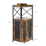 JKsmart Corner Bar Cabinet with Glass Holder, Industrial Wine Cabinet with Mesh Door, Liquor Bar Cabinet with Adjustable Shelf, Home Bar for Liquor and Wine Storage, Rustic Brown