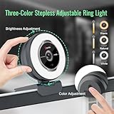 Angetube Streaming Webcam with Microphone: 1080P 60FPS USB Web Cam with Ring Light and Remote Control - HD Web Camera with 5X Digital Zoom Built in Privacy Cover,for PC|Computer|Laptop|Mac|Desktop