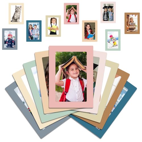 Beeveer 12 Pcs 4 x 6 Inch Boho Magnetic Picture Frames for Refrigerator Decorations Reusable Magnet Photo Frames Pockets for Classroom Office Home Back to School Locker Cabinet Accessories