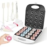 DSP All in One Mini Donut Maker - Non-Stick, Cool Touch Electric Doughnut Machine for 16 Mini Donuts - 1400W Perfect for Breakfast, Snacks & Desserts