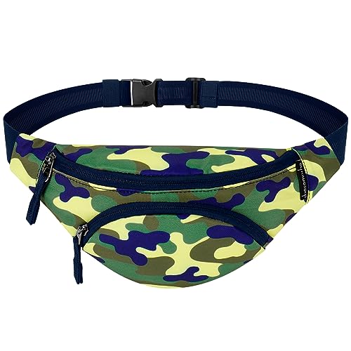 Choco Mocha Kids Fanny Pack for Boys, Toddler Belt Bag 2-4 4-6 Kid Waist Bag Outer for Little Boy age 6-9 8-12 Small Hip Pack (Camo-Yellow)