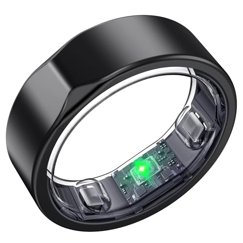 SEEKZERO Smart Ring for Women Men - Titanium Health Fitness Tracker Ring with Heart Rate, Step Counting, Calories, Sleep & Stress Monitor for iPhone and Android, No Subscription Fee (Black, 8)
