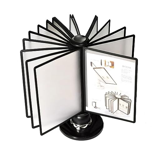 Rotating Desk Reference Organizer - Deluxe Catalog Display Rack, 20 Double-Sided Panels, File Organizer Fit for Desk, A4 Letter-Size, Fit for Dining Room Display Product Price List
