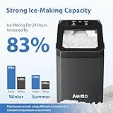 Aeitto Nugget Ice Maker, 55lbs/Day, Rapid Ice Release in 5 Mins, Large Capacity Chewable Ice Maker, Self-Cleaning with Stainless Steel Housing Ice Machine, Black