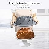 Chicrinum Silicone Bunte Cake Pan, Non-Stick 10-Inch Food Grade Silicone Cake Mold, Silicone Baking Pan with Metal Reinforced Frame More Strength