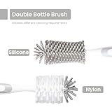 Ariseno 5-in-1 Baby Bottle Cleaner Set, Including Nylon & Silicone Bottle Brush, Cap, Straw & Nipple Brushes, BPA-Free (Grey)