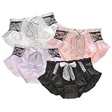 Joyralcos Women’s Bikini Brief Panties Japanese Anime Underwear Lolita Frill Trim Panty Set(4 Pack Big Bowknots Style)