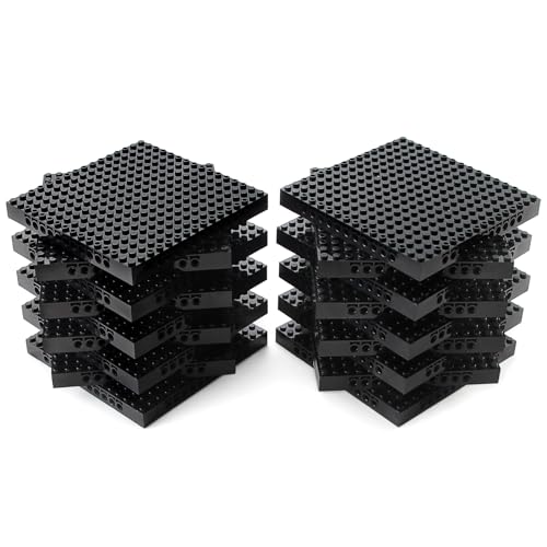 Feleph 18pcs 5" Base Brick 16x16 Black Plate 1/3 with Holes and Pin Pixel Art Painting Classic Blocks Compatible with 65803 3673 Major Plates Brands