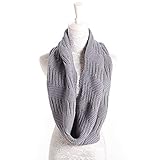 Marte&Joven Winter Gray Infinity Scarf for Ladies Women Fashion Knitted Circle Loop Scarves Thick Warm, 1