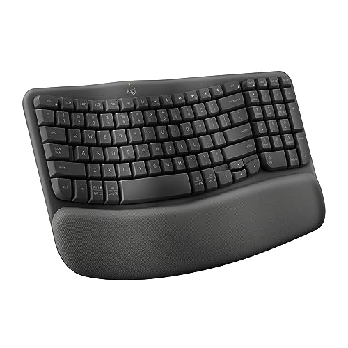 Logitech Wave Keys Wireless Ergonomic Keyboard with Cushioned Palm Rest, Comfortable Natural Typing, Easy-Switch, Bluetooth, Logi Bolt Receiver, for Multi-OS, Windows/Mac - Graphite