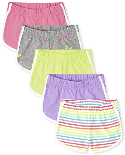 The Children's Place girls The Children's Place Dolphin Shorts, Pink/Purple/Lime/Stripe/Print - 5 Pack, Small US
