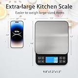 BOMATA Large Kitchen Scale with 0.1g/0.001oz High Precision, 5kg/11lb Bakery Scale with% Percentage Function, USB Rechargeable, Full-View Angle LCD with Backlight, Stainless Steel Pan