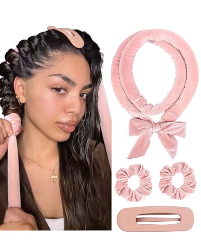 Yanibest Heatless Hair Curler, No Heat Hair Curlers to Sleep in, Super Soft Ribbon Wrap for Long Hair，Overnight Heatless Curling Set with Hair Scrunchies and Clip, for All Hair types