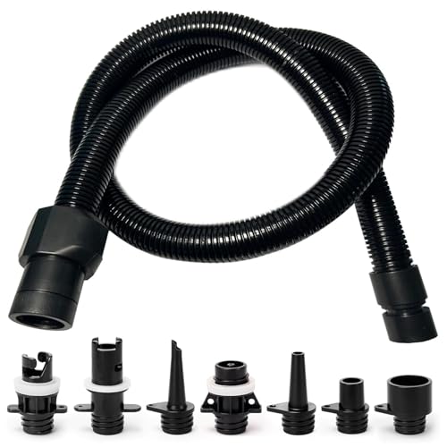 Paddle Board Pump Adapter Set, Sup Air Pump Hose with 7 Nozzles for Inflatable Paddleboard, Boat, Tent, Pool, Paddle Board Accessories Replacement Parts for Electric SUP Pump, Rafts, Kayak