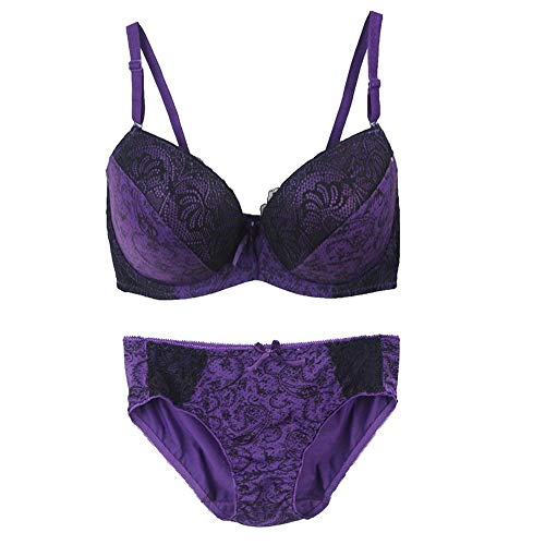 Swbreety Womens Bra and Panty Set Satin Bow Lace Underwire Bras Lingerie Set Purple