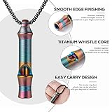 TISUR Titanium Emergency Keychain Necklace Whistle,EDC Safety Whistles for Men Women,Loud up to 120db, Survival Whistles for Hiking,Camping,Pets Training (Texture Purple)