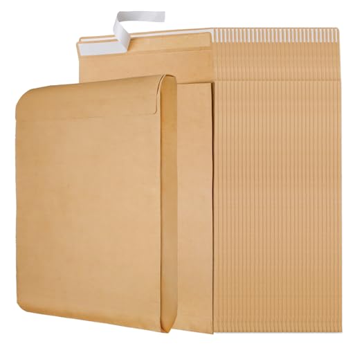 LECEHIVO 32 Pcs Catalog Envelopes 10 x 15 Inches Kraft Large Mailing Envelopes for Home Office for Documents, Magazines, Photos Storage and Organizing (Light Brown)