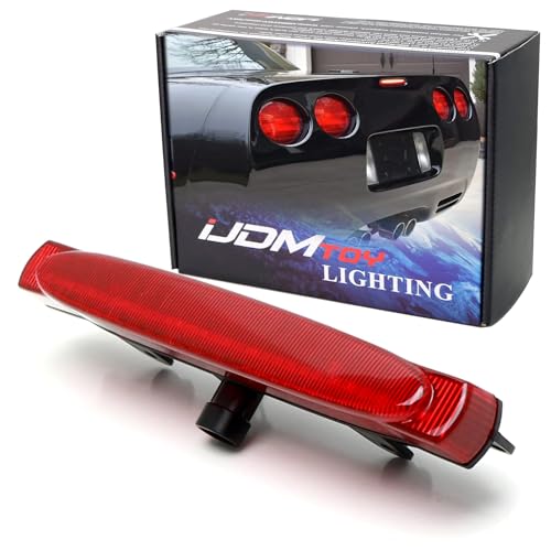 iJDMTOY Red Lens F1 Style Strobe Featured LED Trunk Lid High Mount Third Brake Light Assembly Compatible With 1997-2004 Chevy C5 Corvette