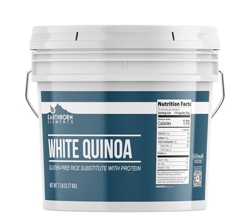 Earthborn Elements White Quinoa, 1 Gallon, Gluten-Free, Raw, Vegan, Packaged in a Resealable Bucket