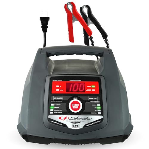 Schumacher Electric Fully Automatic Car Battery Charger & Engine Starter - 6V / 12V Battery Charger & Maintainer - for Standard, AGM, Gel & Deep-Cycle Batteries - Reverse Hook-Up Protection - SC1281