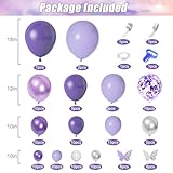 Amandir 144Pcs Purple Balloons Garland Arch Kit for Butterfly Baby Shower Decorations for Girl, 12Pcs Butterfly Stickers Lavender Purple Confetti Metallic Balloon for Birthday Wedding Party Decoration