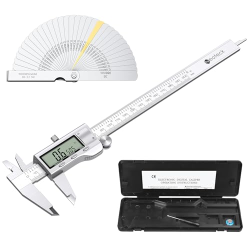Neoteck 8 inch Digital Caliper and Feeler Gauge Set Stainless Steel LCD Display Digital Caliper Measuring Tool with Fraction/Inch/MM Conversion Used for Inside,Outside Diameter,Depth,Step Measurement