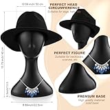 Juexica 2 Pieces Plastic Mannequin Head Wig Bust Display Hair Stand Black with Shoulders for Making Displaying Holding Hats Mask Wigs Styling