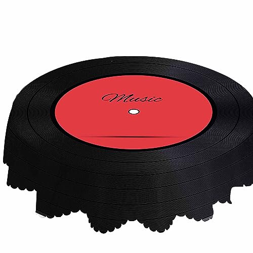 AOYEGO Vinyl Record Round Tablecloth 60 Inch Music Disk Modern Classic Table Cloth Polyester Tablecloths for Home Decor, Parties, Picnic