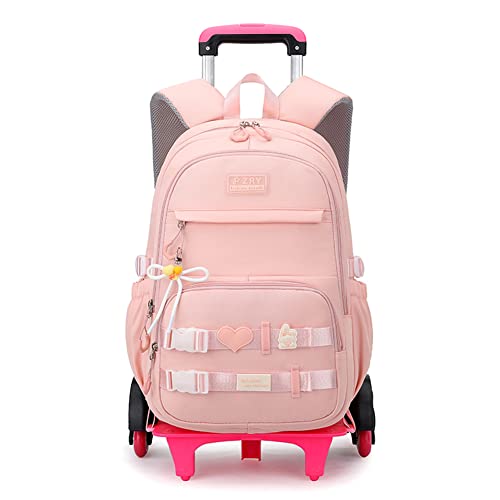 ZHANAO Girls Rolling Backpack Wheeled Backpack for Boys Trolley School Bags Kids Luggage Roller Backpack with 6 Wheels