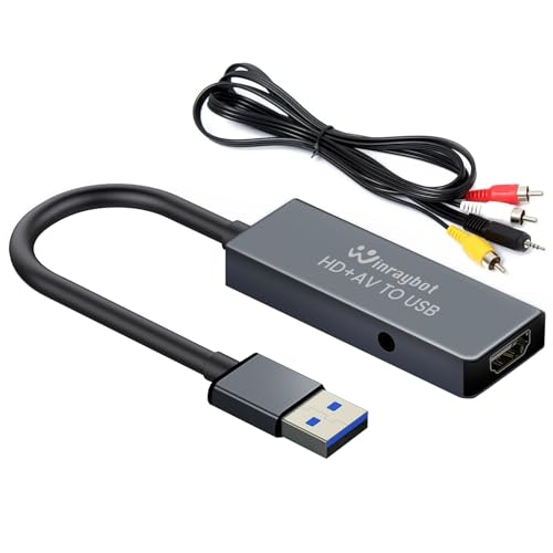 USB Video Capture Card for VHS/HDMI/AV/RCA - Analog to Digital Video Converter - VHS to Digital/USB/RCA Converter - Compatible with Mac/Windows/Linux