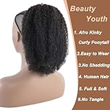 Afro Puff Drawstring Ponytail Human Hair Bun For Black Women 150% Density 10A Brazilian Virgin Human Hair Afro Kinky Curly Clip In Ponytail Extension Human Hair Pieces 150g (22, afro ponytail)