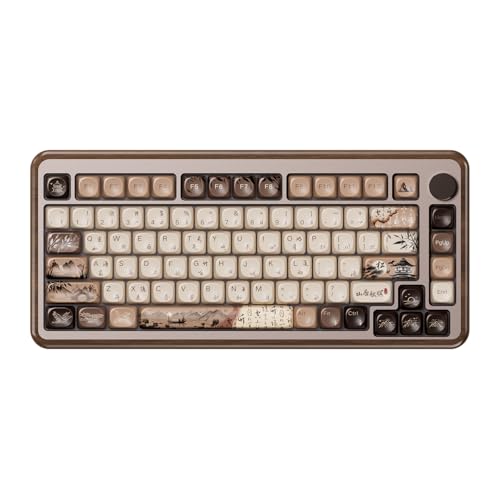 Akko MU02 Mechanical Keyboard with Walnut Wooden Case 75% RGB 2.4G Wireless/Bluetooth/Wired Hot-Swappable Gaming Keyboard with PBT Dye-Sub Keycaps for Mac & Win (Mountain Seclusion, Rosewood Switch)