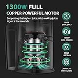 1300W KOIOS Centrifugal Juicer Machines, Juice Extractor with Extra Large 3inch Feed Chute, Full Copper Motor, Titanium-Plated Filter, High Juice Yield, 3 Speeds Mode,Easy to Clean with Brush,BPA-Free