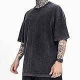 3 Pcs Oversized T-Shirts Heavy Cotton Washed Summer Vintage Tee Loose Fit Short Sleeve Casual Shirts for Men Women (E,XL)