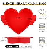 AOTASO 8 Inch Heart Shaped Cake Pans with Metal Reinforced Frame Silicone Heart Cake Pan Nonstick Silicone Heart Molds for Baking Set of 2 (Red)