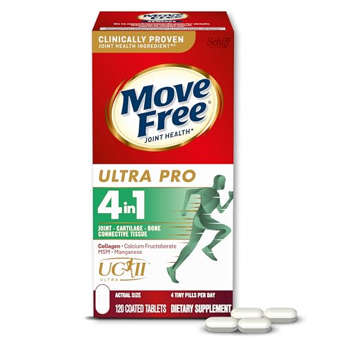 Move Free Ultra Pro with Quadruple Action Joint Support - Type 2 Collagen MSM Calcium Fructoborate & Manganese - Supports Joint Cartiliage Bone Connective Tissue, 120 Tablets (30 servings)