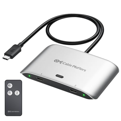 Cable Matters 20Gbps USB4 USB C Switch for 2 Computers, Support 8K@30Hz, 5K@60Hz, and 4K@144Hz, 140W PD, for Sharing a USB-C or Thunderbolt 4 Monitor or a USB-C or Thunderbolt 4 Docking Station