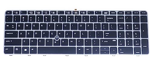 LeFix Backlit Keyboard for HP EliteBook 755 G3 850 G3 850 G4 ZBook 15u G3 G4 with Pointing Stick,Silver Keyboard Trim Assembly,US Standard Layout
