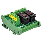 Rocker Switch Thermal Circuit Breaker Overload Protector 2 Channel Power Distribution Module DIN Rail Mount