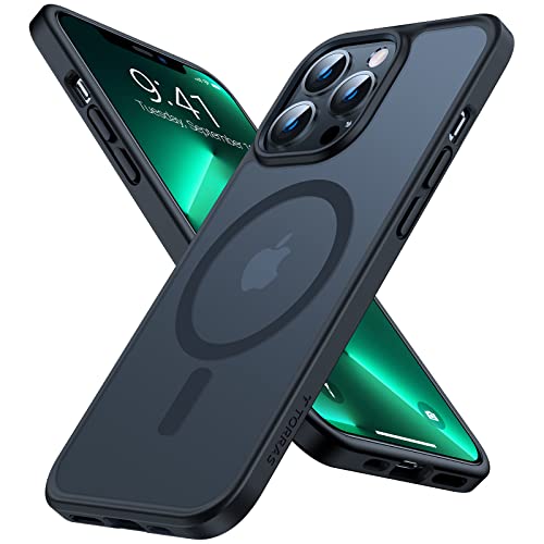 TORRAS Magnetic for iPhone 13 Pro Max Case [Military Grade Drop Tested] [Compatible with MagSafe] Translucent Hard PC Soft Slim Tough Anti-Fingerprint Case for iPhone 13 Pro Max Phone Case, Black
