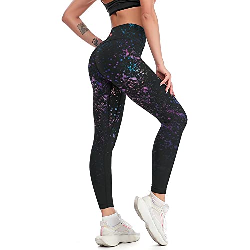 Cerburny Women's Athletic Workout Leggings High Waisted 4-Way Stretch Yoga Pants Running Exercise Galaxy Pants