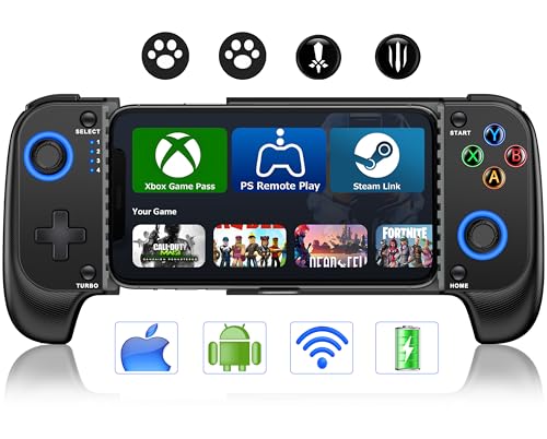 KICKDOT Wireless Phone Controller for iPhone/Android With Hall Joystick and LED, Mobile Gaming Controller for iOS Support Xbox Game Pass, PlayStation, Steam Link, Call of Duty,Roblox, Cloud Gamepad