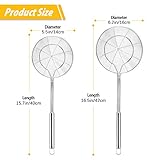 Pack of 2 Large Spider Strainer, Stainless Steel Skimmer Basket,Kitchen Ladle Strainers,Mesh Spoons with Long Handle, Cooking Tools for Frying, Boiling Noodles, Dumplings, Pasta