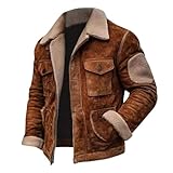 Men's Bomber Jacket Vintage Faux Suede Overcoat Stylish Motorcycle Jacket Shearling Sherpa Coat Fleece Flight Jacket abrigos de hombre para invierno