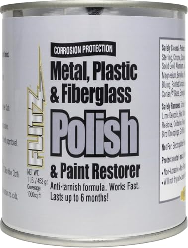 Flitz Multi-Purpose Metal Polish Paste - 1lb Can of USA-Made Metal Scratch Remover - Works on Stainless Steel, Chrome, Aluminum, Plastic, Jewelry - Non-Abrasive Cleaner & Rust Remover (1 Pack)