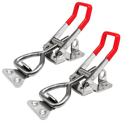 CUKAYO 4003 Toggle Latch Clamp, 304 Stainless Steel Adjustable Toggle Latches With Lock Hole, 1320Lbs Holding Capacity Heavy Duty Toggle Clamp for Smoker Lid Jig, ToolBox Case, 2pack