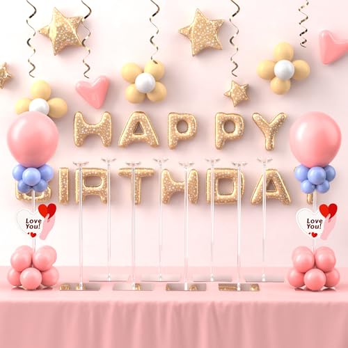 Toosci 15.75 Inch Height Acrylic Balloon Stands for Table 10 Pack, Balloons Centerpiece for Tables with Base, Balloon Stick Holder for Wedding, Baby Shower, Birthday Party Decoration