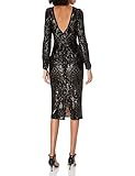 Dress the Population Womens Emery Long Sleeve Stretch Sequin Midi Sheath Dress, Black, Medium US